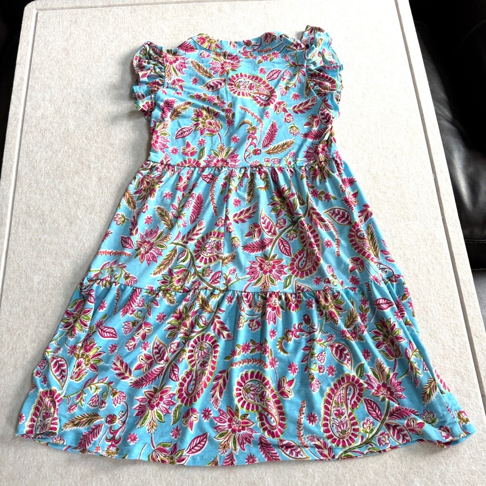 Dear Scarlett Lizzy Forever Flutter Sleeve Dress Small Blue/Pink Paisley NWT - Picture 5 of 8